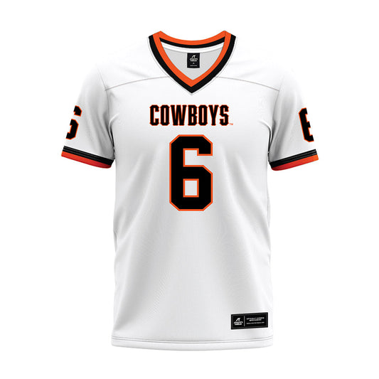 Oklahoma State - NCAA Football : Christian Bodnar - White Premium Football Jersey-0