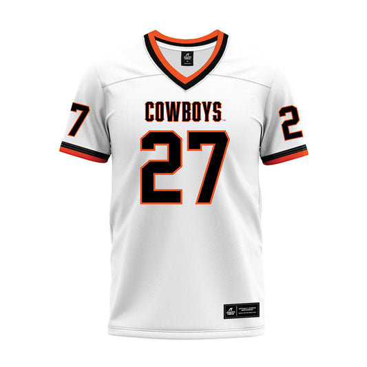 Oklahoma State - NCAA Football : Vincent Holmes - White Premium Football Jersey-0