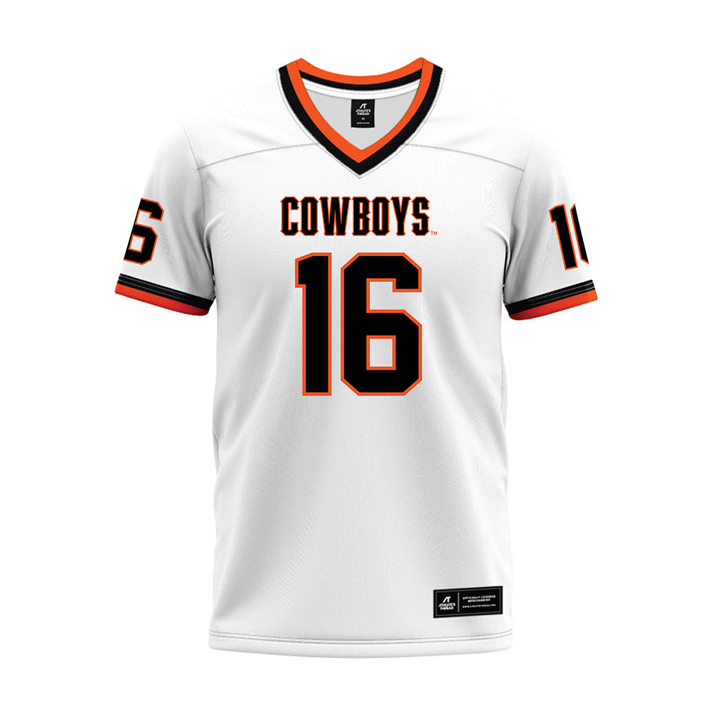 Oklahoma State - NCAA Football : Sam Keltner - White Premium Football Jersey-0