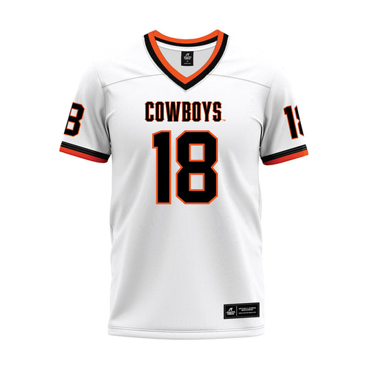 Oklahoma State - NCAA Football : Mose Phillips III - White Premium Football Jersey-0