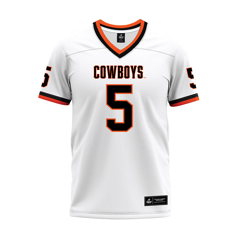 Oklahoma State - NCAA Football : Saadiq Clements - White Premium Football Jersey-0
