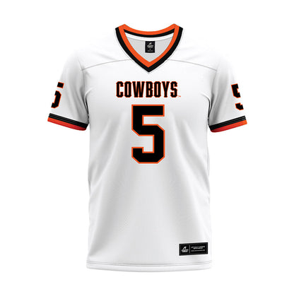 Oklahoma State - NCAA Football : Saadiq Clements - White Premium Football Jersey-0