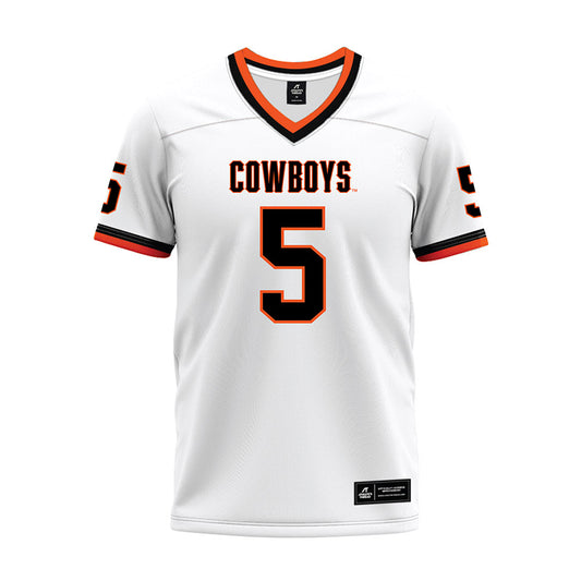 Oklahoma State - NCAA Football : Saadiq Clements - White Premium Football Jersey-0