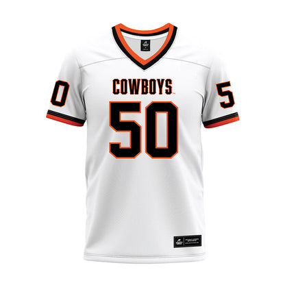 Oklahoma State - NCAA Football : Kole Seaton - White Premium Football Jersey-0