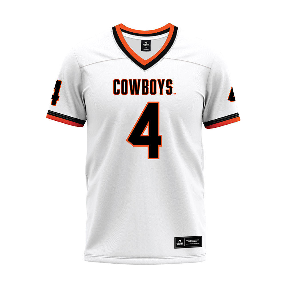 Oklahoma State - NCAA Football : Terrence Lewis - White Premium Football Jersey-0