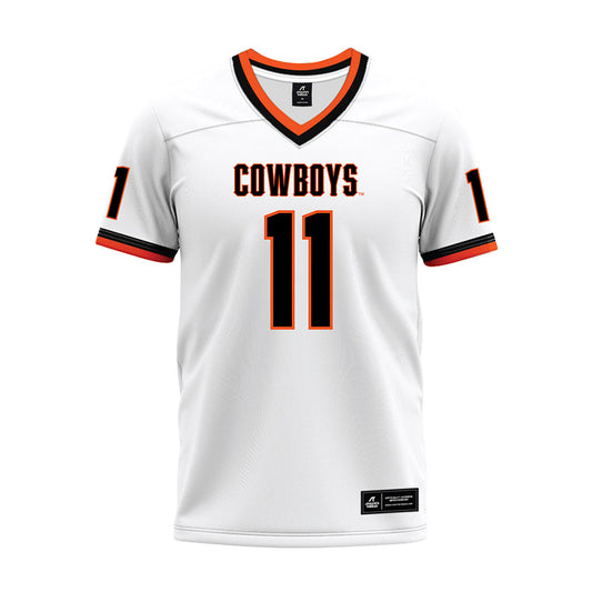 Oklahoma State - NCAA Football : Keviyan Huddleston - White Premium Football Jersey-0