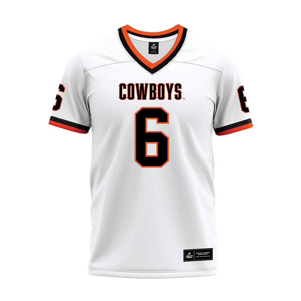 Oklahoma State - NCAA Football : Tre Page III - White Premium Football Jersey-0