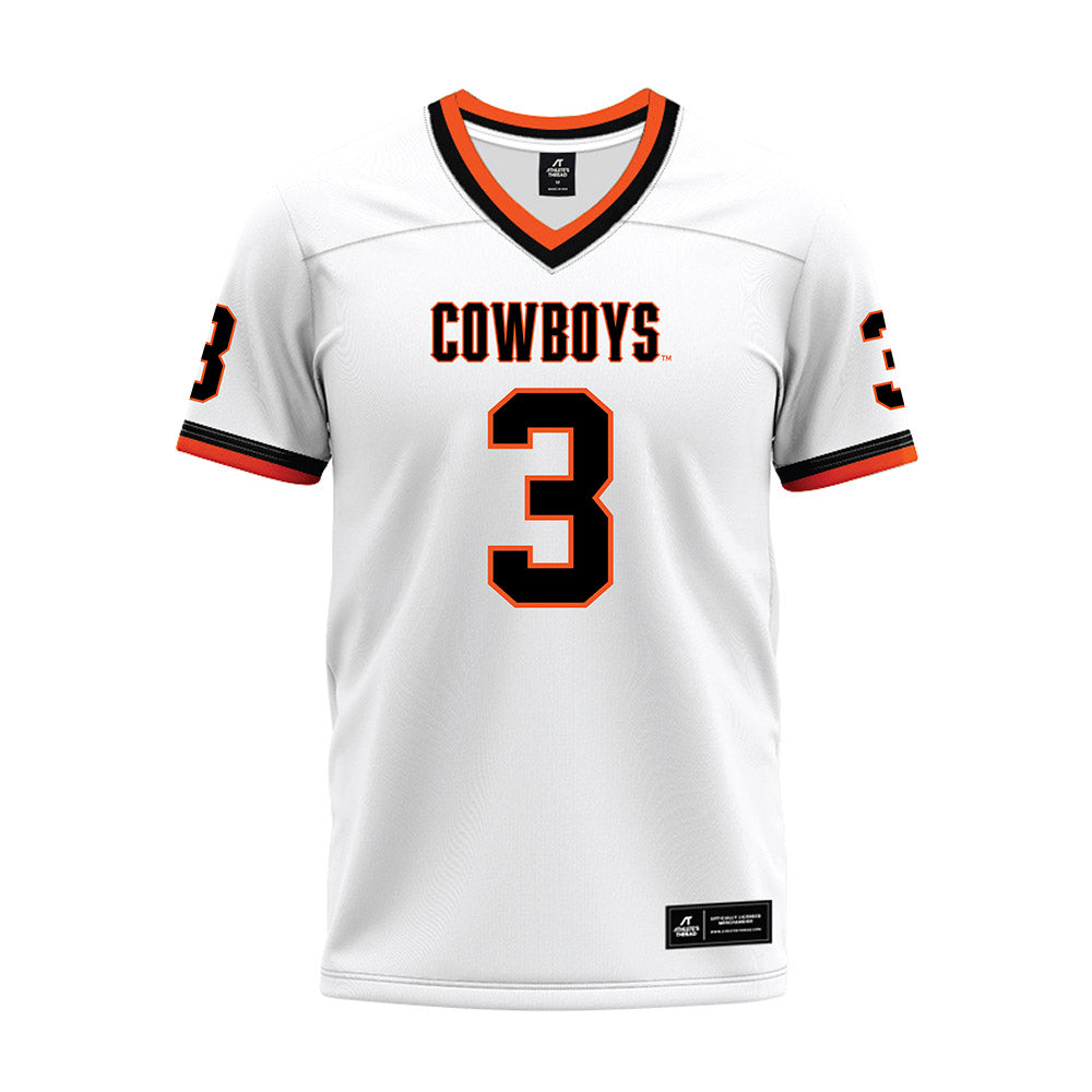 Oklahoma State - NCAA Football : Tate Romney - White Premium Football Jersey-0