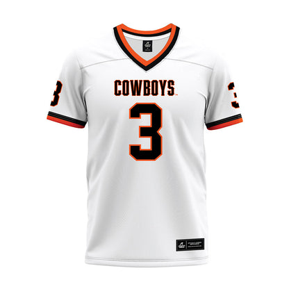 Oklahoma State - NCAA Football : Tate Romney - White Premium Football Jersey-0