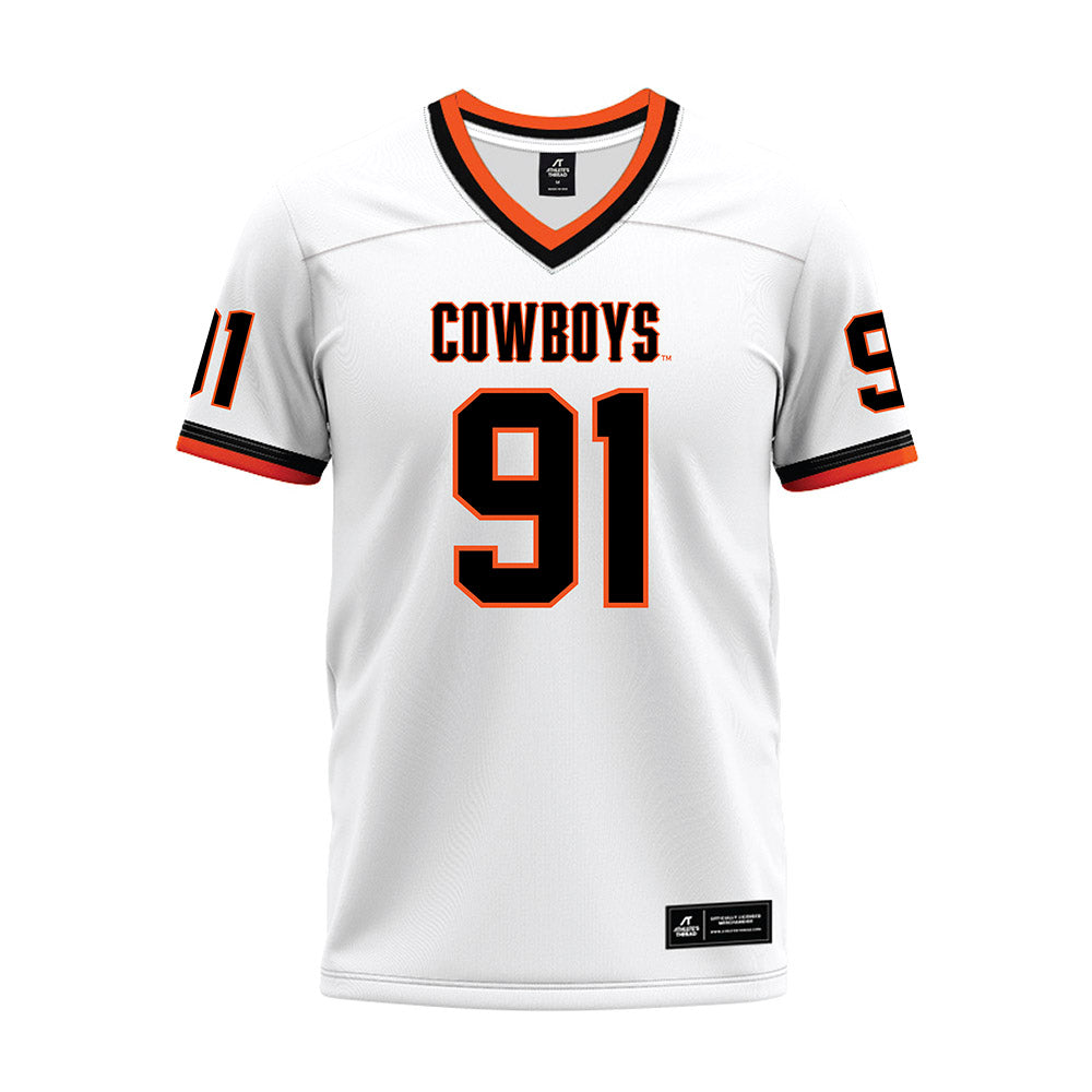Oklahoma State - NCAA Football : Landon Bland - White Premium Football Jersey-0