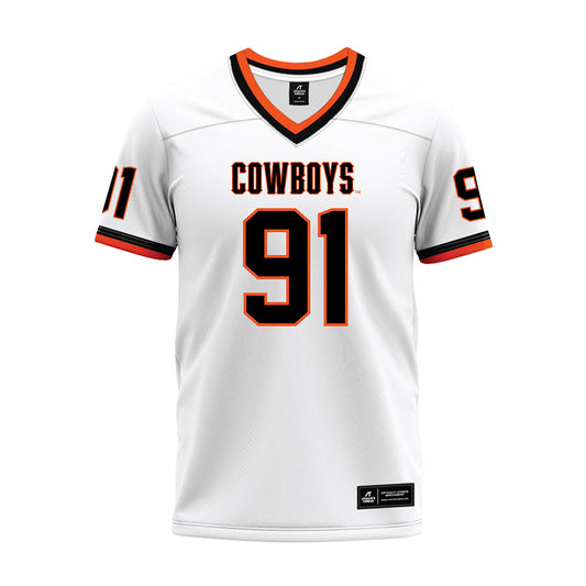 Oklahoma State - NCAA Football : Landon Bland - White Premium Football Jersey-0