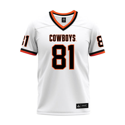 Oklahoma State - NCAA Football : Luke Logan - White Premium Football Jersey-0