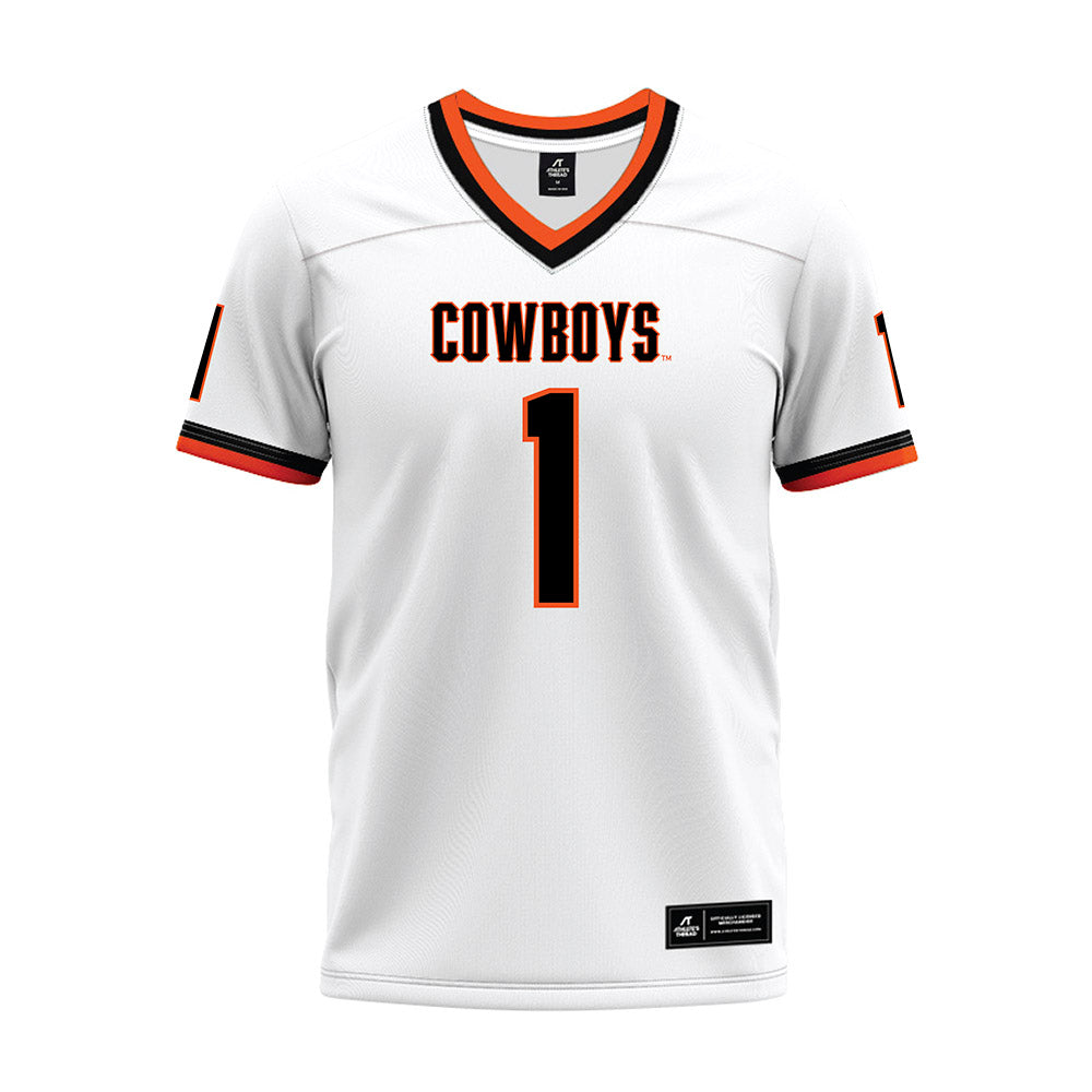 Oklahoma State - NCAA Football : Evan Jackson - White Premium Football Jersey-0