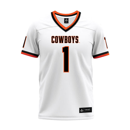 Oklahoma State - NCAA Football : Evan Jackson - White Premium Football Jersey-0