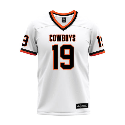 Oklahoma State - NCAA Football : DJ Jackson Jr - White Premium Football Jersey-0