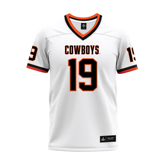 Oklahoma State - NCAA Football : DJ Jackson Jr - White Premium Football Jersey-0