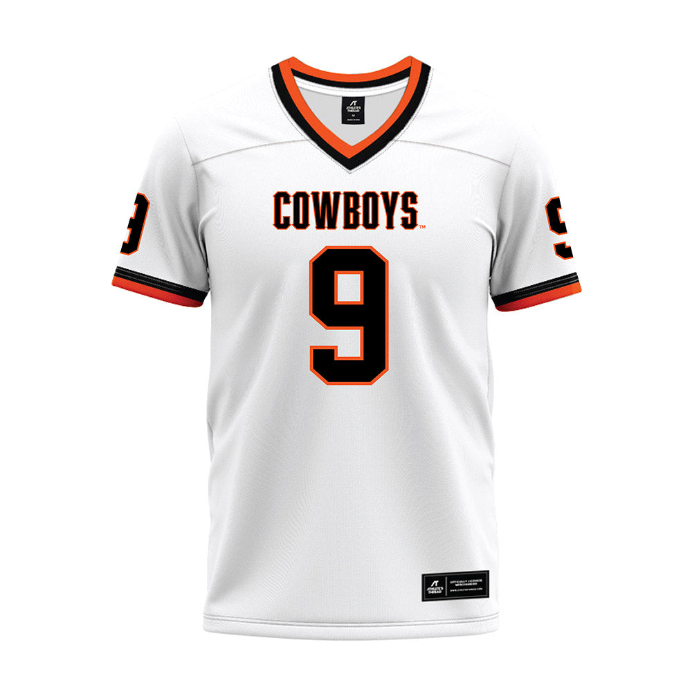 Oklahoma State - NCAA Football : Grant Jordan - White Premium Football Jersey-0