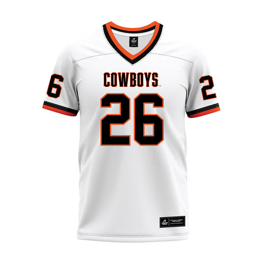 Oklahoma State - NCAA Football : Maliek Bracy - White Premium Football Jersey-0