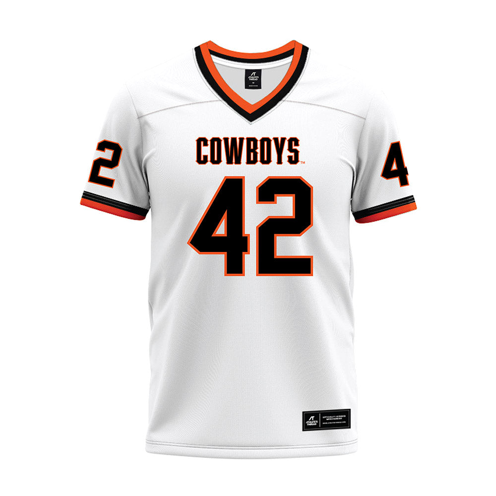 Oklahoma State - NCAA Football : Caden Yates - White Premium Football Jersey-0
