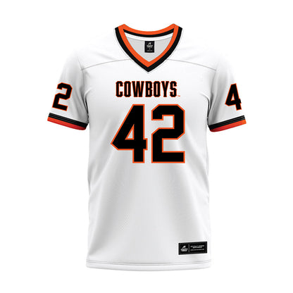 Oklahoma State - NCAA Football : Caden Yates - White Premium Football Jersey-0
