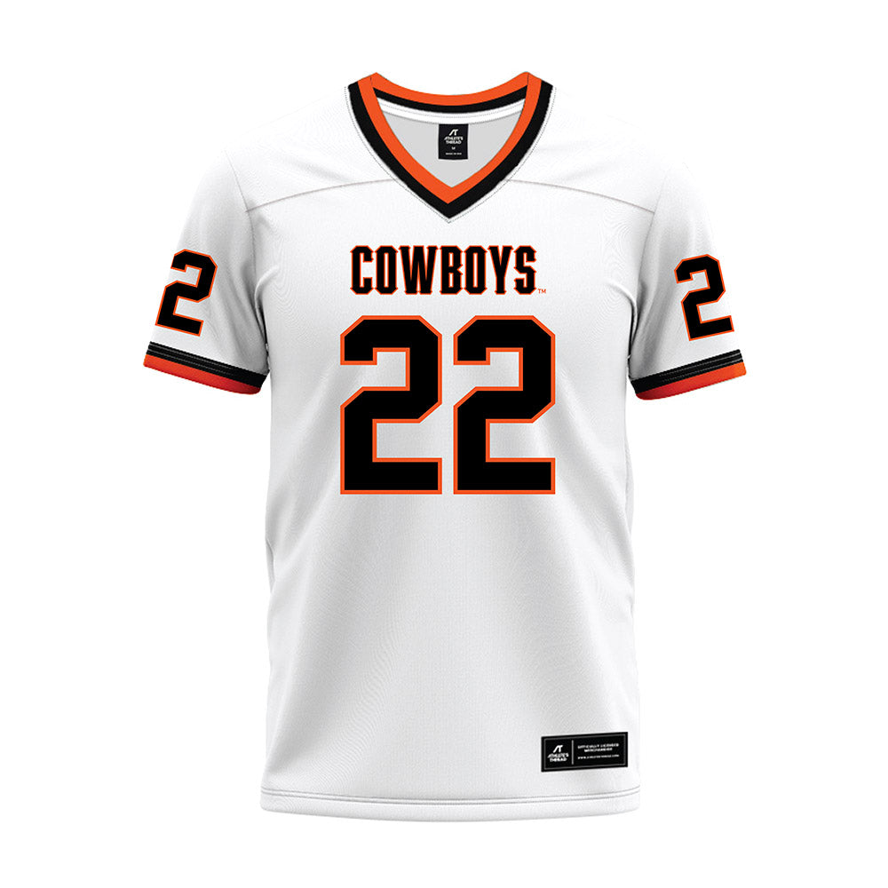 Oklahoma State - NCAA Football : William Mason - White Premium Football Jersey-0