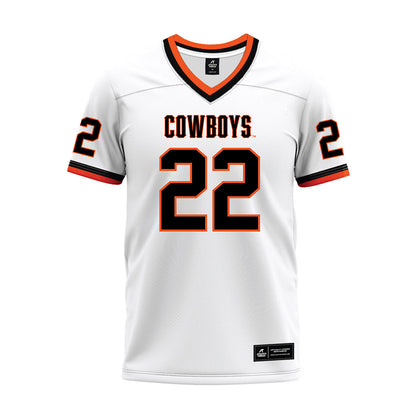 Oklahoma State - NCAA Football : William Mason - White Premium Football Jersey-0
