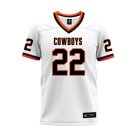 Oklahoma State - NCAA Football : William Mason - White Premium Football Jersey-0