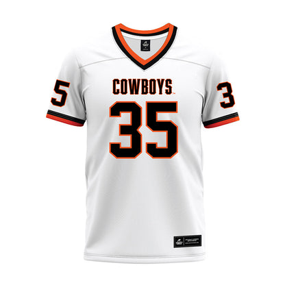 Oklahoma State - NCAA Football : Ayden Webb - White Premium Football Jersey-0