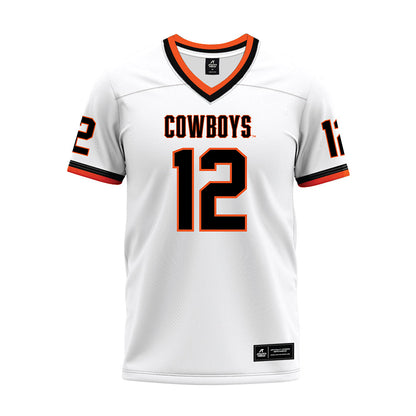Oklahoma State - NCAA Football : Luke Tepas - White Premium Football Jersey-0