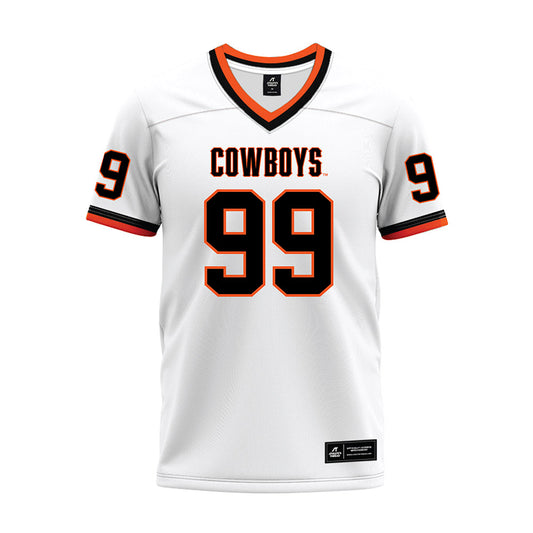 Oklahoma State - NCAA Football : Iman Oates - White Premium Football Jersey-0