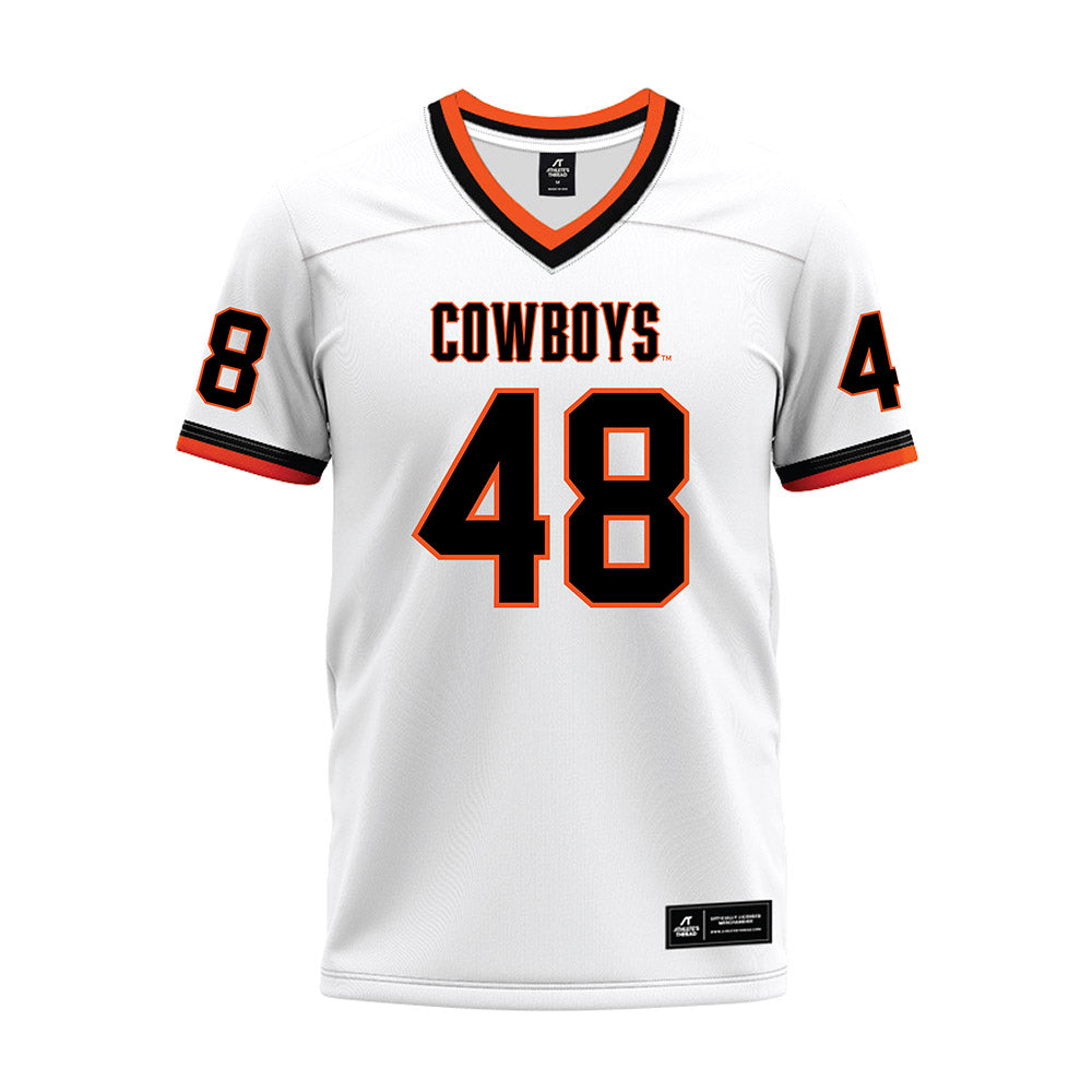 Oklahoma State - NCAA Football : Nolan Akins - White Premium Football Jersey-0