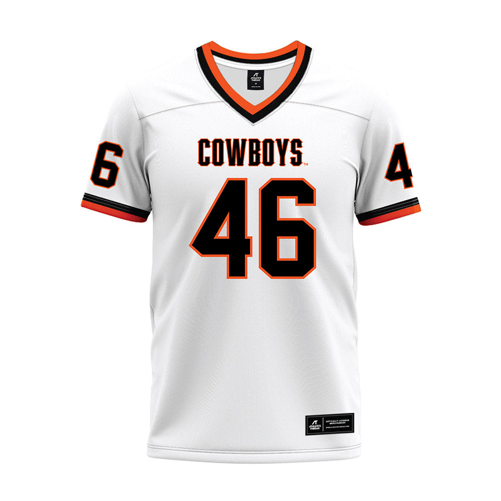 Oklahoma State - NCAA Football : Hunter Trusler - White Premium Football Jersey-0