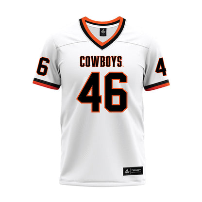 Oklahoma State - NCAA Football : Hunter Trusler - White Premium Football Jersey-0