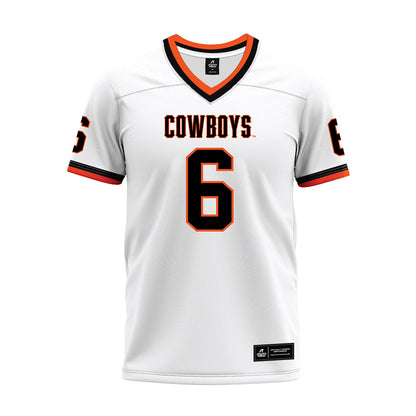 Oklahoma State - NCAA Football : Christian Bodnar - White Premium Football Jersey-0