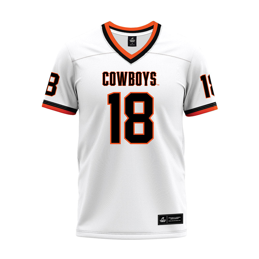Oklahoma State - NCAA Football : Mose Phillips III - White Premium Football Jersey-0