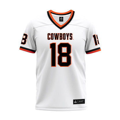Oklahoma State - NCAA Football : Mose Phillips III - White Premium Football Jersey-0