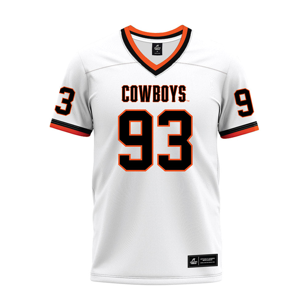 Oklahoma State - NCAA Football : Dominic Macon - White Premium Football Jersey-0