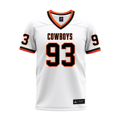 Oklahoma State - NCAA Football : Dominic Macon - White Premium Football Jersey-0