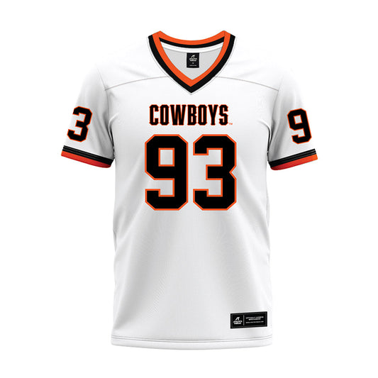 Oklahoma State - NCAA Football : Dominic Macon - White Premium Football Jersey-0