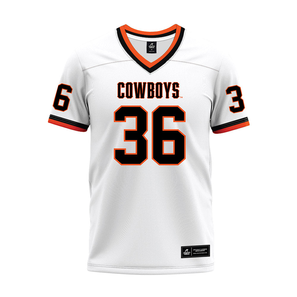 Oklahoma State - NCAA Football : Ayden Webb - White Premium Football Jersey-0
