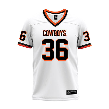 Oklahoma State - NCAA Football : Ayden Webb - White Premium Football Jersey-0
