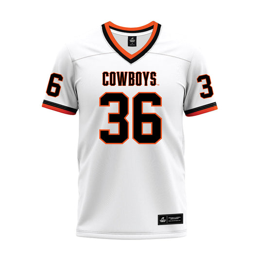 Oklahoma State - NCAA Football : Ayden Webb - White Premium Football Jersey-0