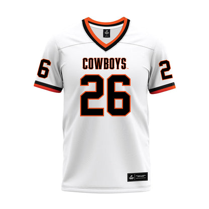 Oklahoma State - NCAA Football : Dennis Moody - White Premium Football Jersey-0