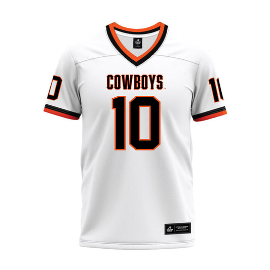 Oklahoma State - NCAA Football : Wyatt Young - White Premium Football Jersey-0