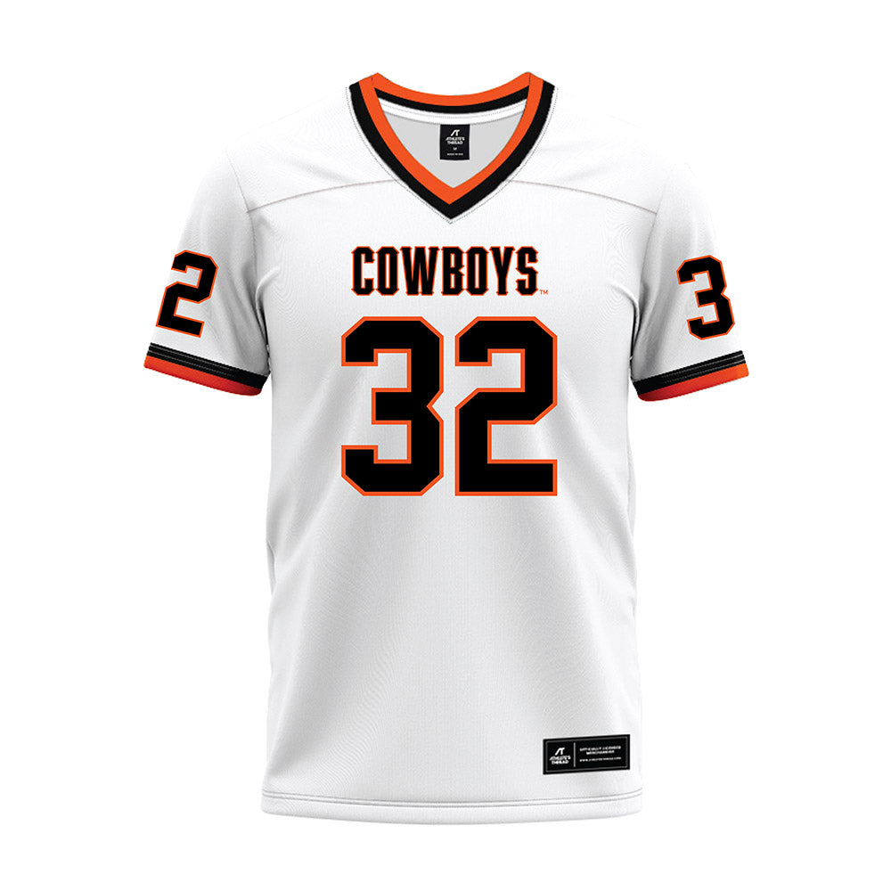 Oklahoma State - NCAA Football : Ethan Wesloski - White Premium Football Jersey-0