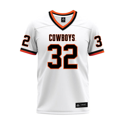 Oklahoma State - NCAA Football : Ethan Wesloski - White Premium Football Jersey-0