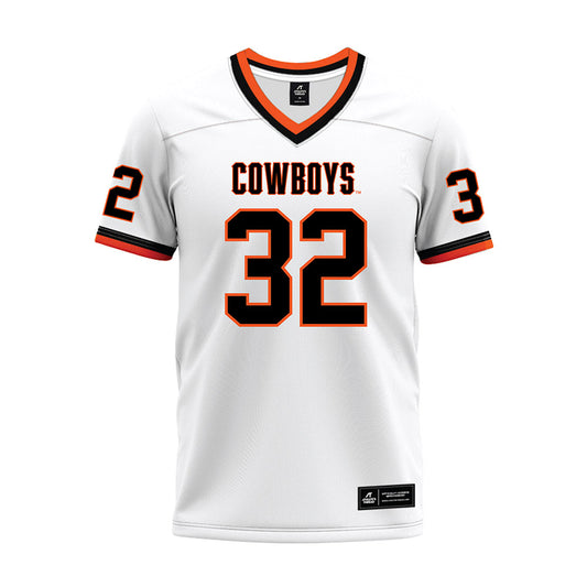 Oklahoma State - NCAA Football : Ethan Wesloski - White Premium Football Jersey-0