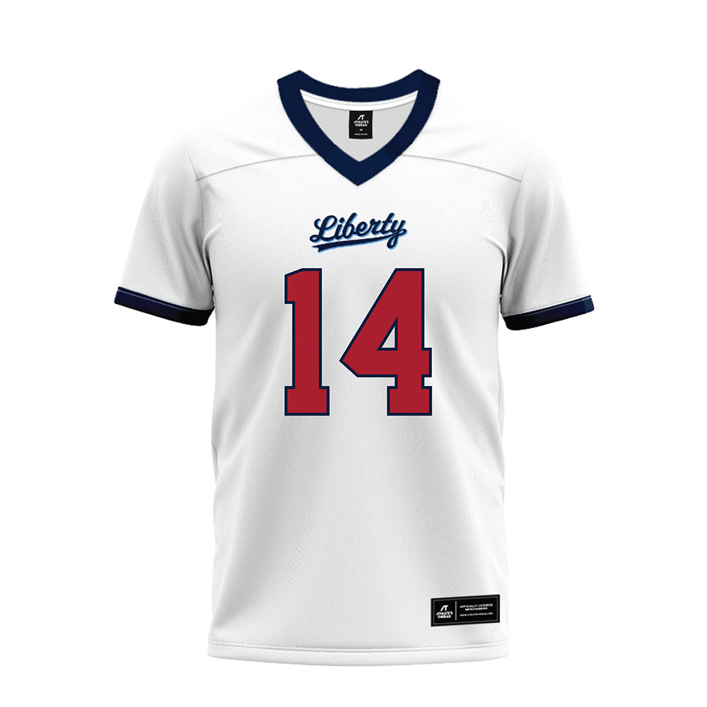 Liberty - NCAA Football : Elijah McKenzie - White Premium Football Jersey-0