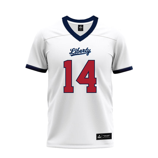 Liberty - NCAA Football : Elijah McKenzie - White Premium Football Jersey-0