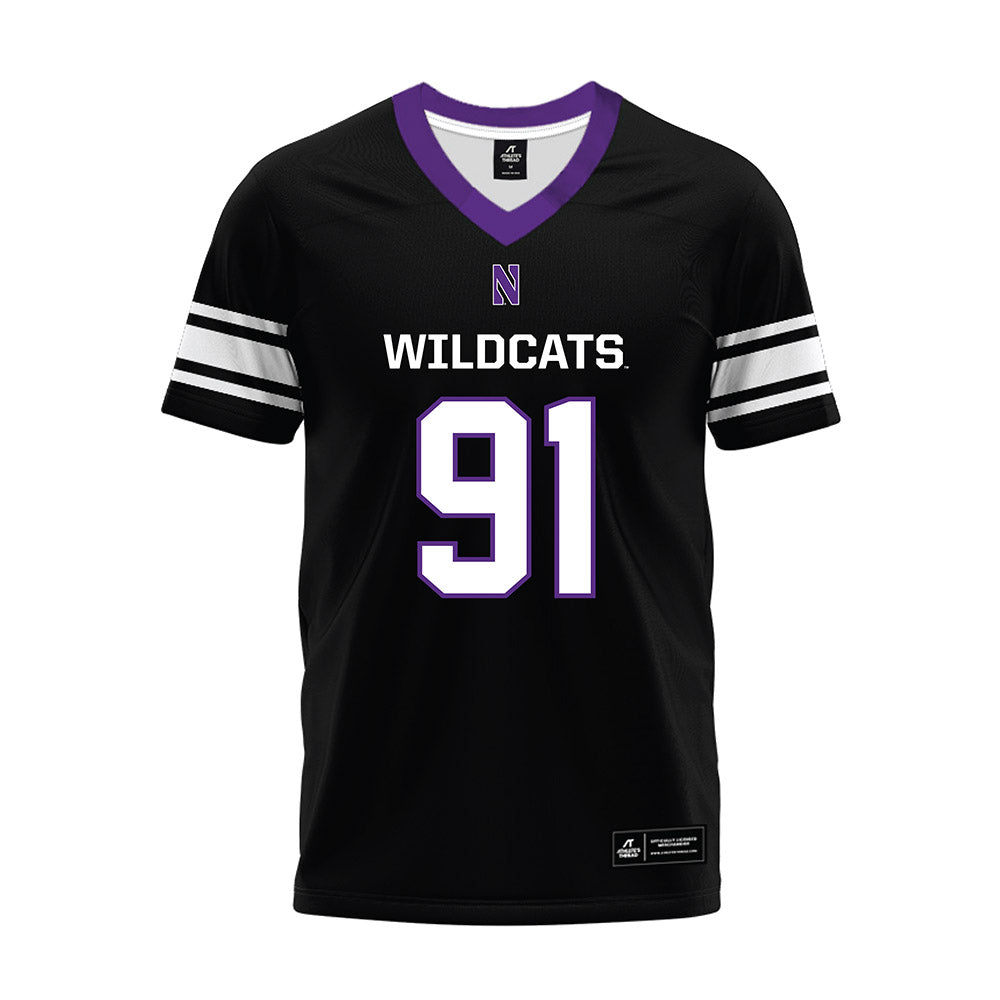 Northwestern - NCAA Football : Evan Boutorwick - Black Premium Football Jersey-0